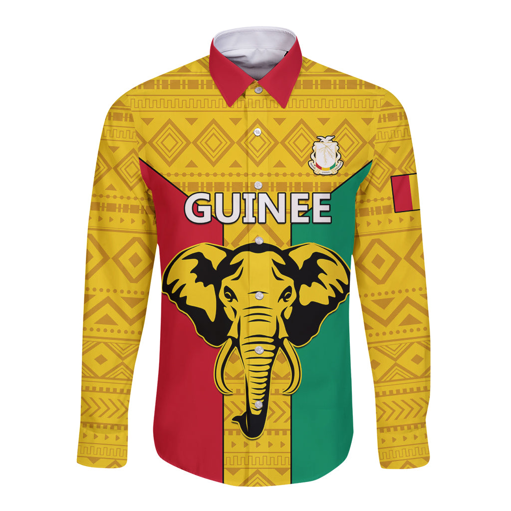 Guinea Football Long Sleeve Button Shirt Come On Syli National - Wonder Print Shop