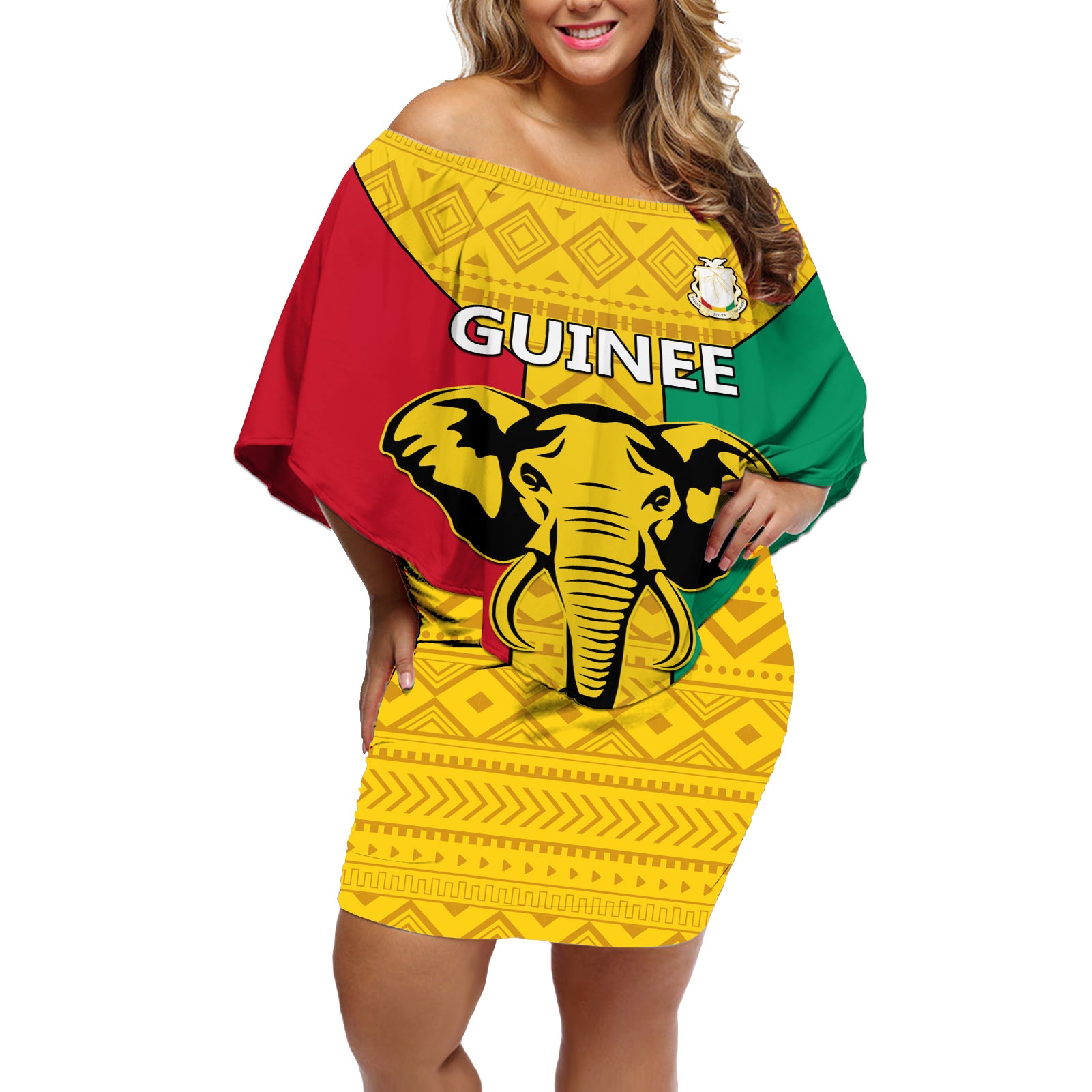 Guinea Football Off Shoulder Short Dress Come On Syli National - Wonder Print Shop