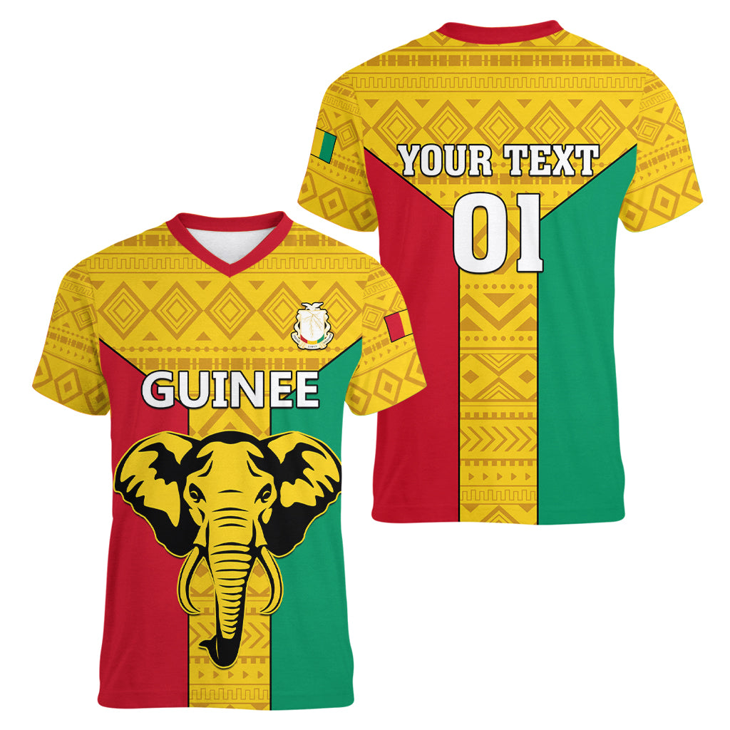 Guinea Football Women V Neck T Shirt Come On Syli National - Wonder Print Shop