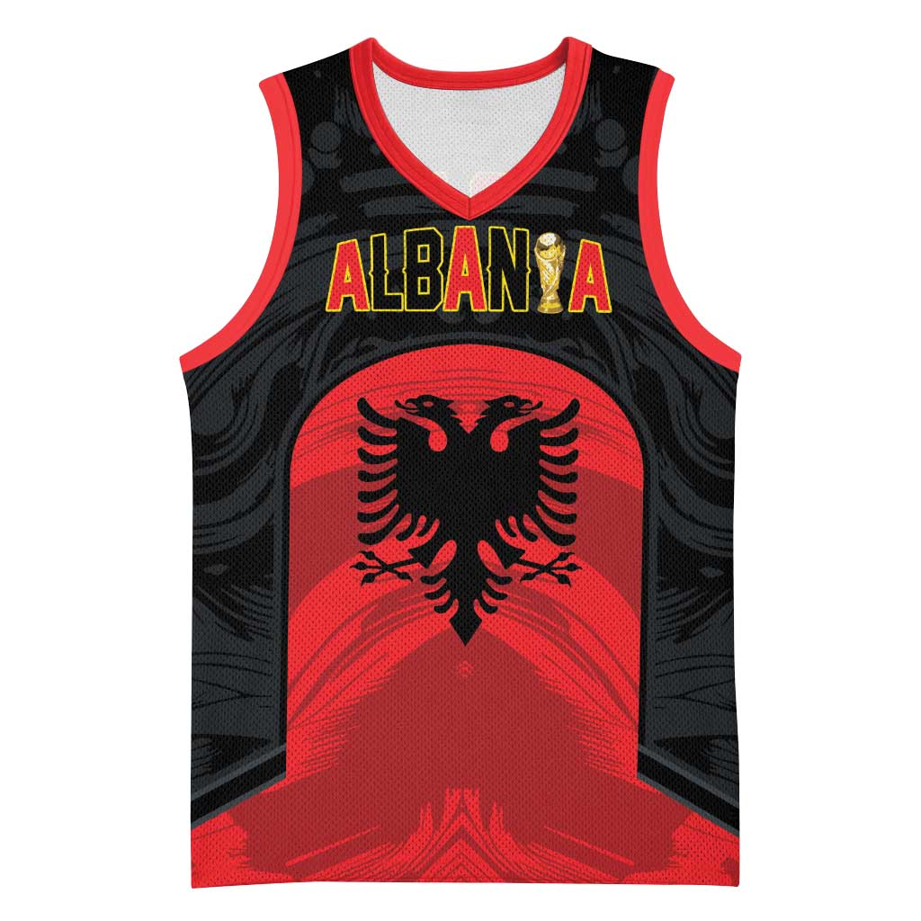 Custom Football 2026 Albania Black Basketball Jersey Kuqezinjte Come On