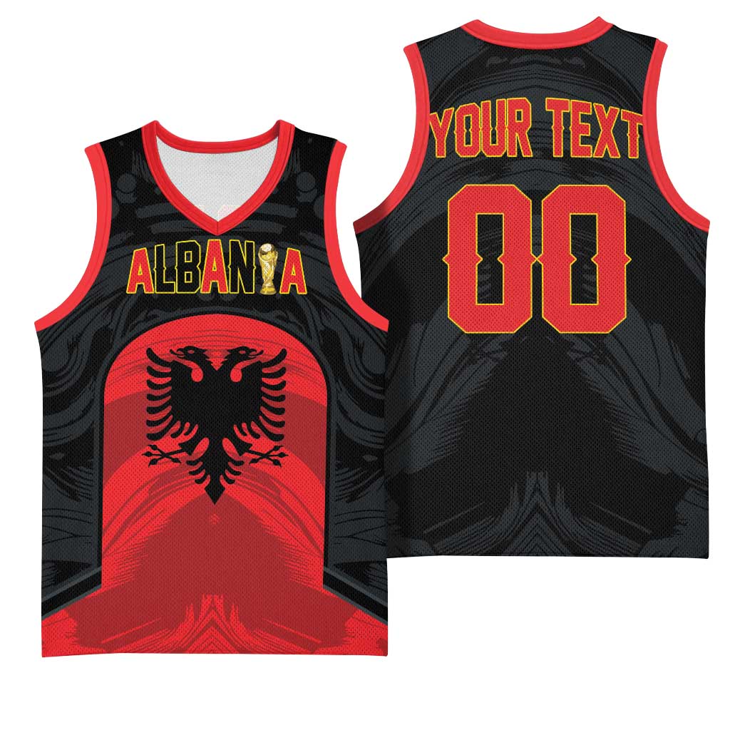Custom Football 2026 Albania Black Basketball Jersey Kuqezinjte Come On