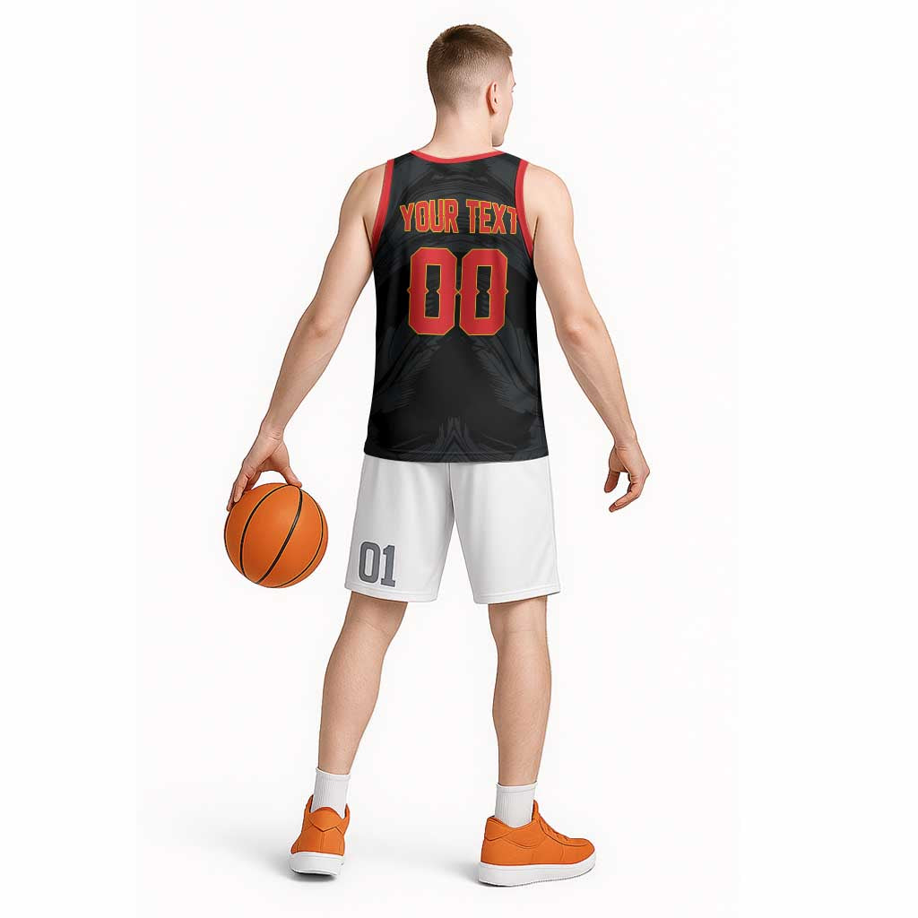 Custom Football 2026 Albania Black Basketball Jersey Kuqezinjte Come On