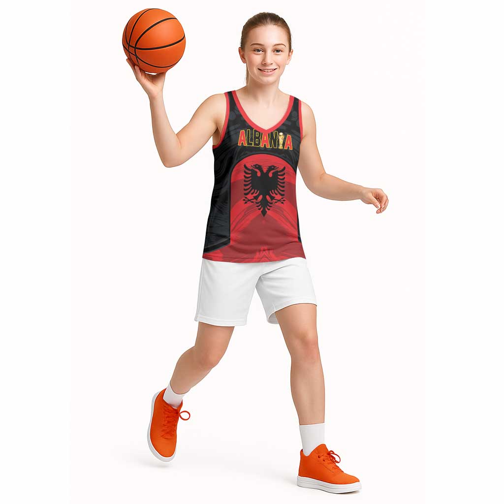 Custom Football 2026 Albania Black Basketball Jersey Kuqezinjte Come On
