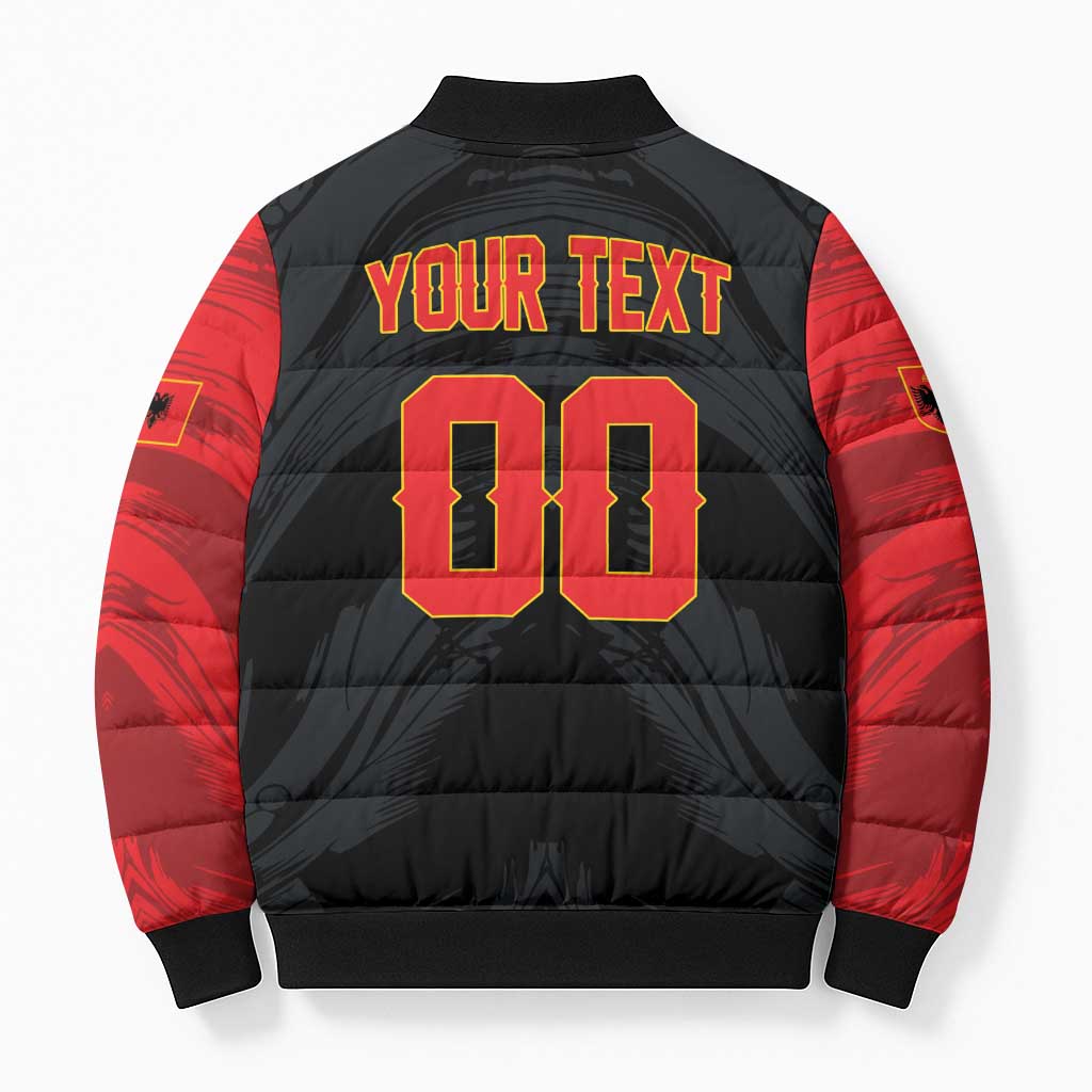 Custom Football 2026 Albania Black Bomber Puffer Jacket Kuqezinjte Come On