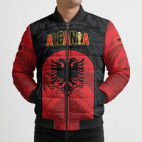 Custom Football 2026 Albania Black Bomber Puffer Jacket Kuqezinjte Come On