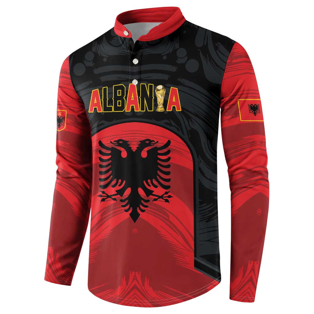 Custom Football 2026 Albania Black Button Sweatshirt Kuqezinjte Come On