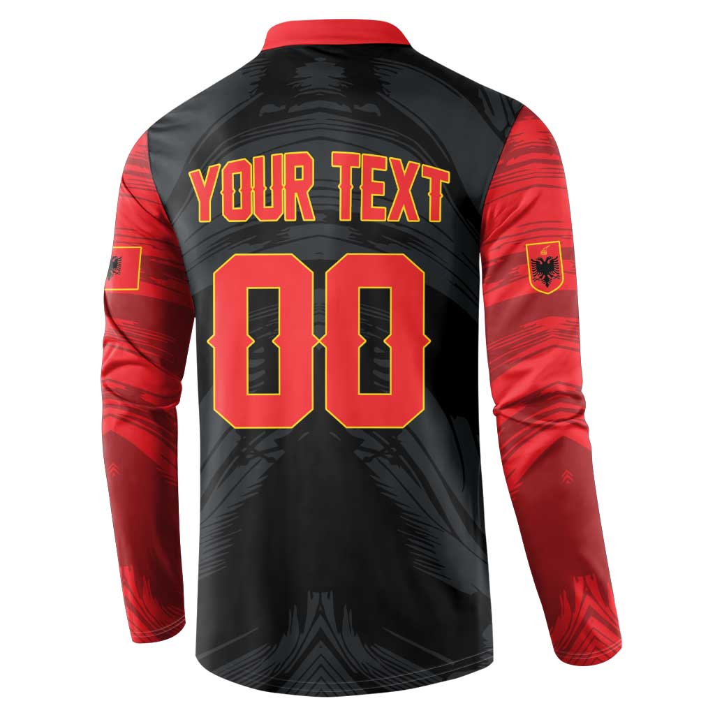 Custom Football 2026 Albania Black Button Sweatshirt Kuqezinjte Come On