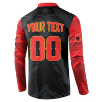 Custom Football 2026 Albania Black Button Sweatshirt Kuqezinjte Come On
