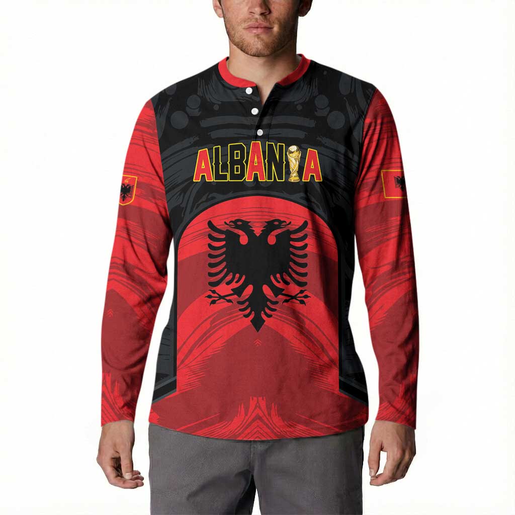 Custom Football 2026 Albania Black Button Sweatshirt Kuqezinjte Come On