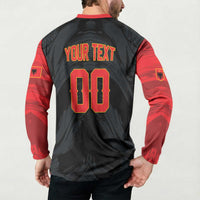 Custom Football 2026 Albania Black Button Sweatshirt Kuqezinjte Come On