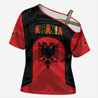 Custom Football 2026 Albania Black Cross Shoulder Shirt Kuqezinjte Come On