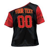 Custom Football 2026 Albania Black Cross Shoulder Shirt Kuqezinjte Come On