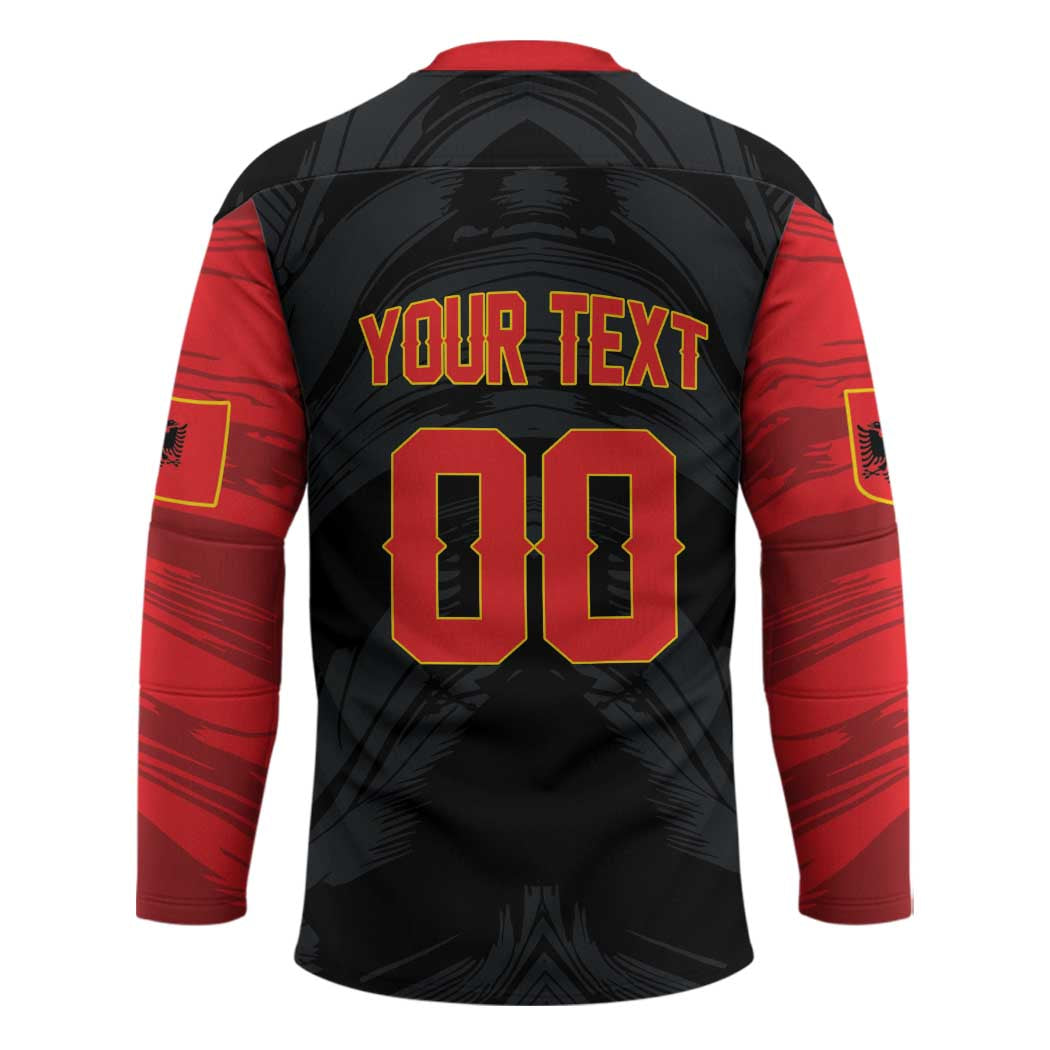 Custom Football 2026 Albania Black Hockey Jersey Kuqezinjte Come On