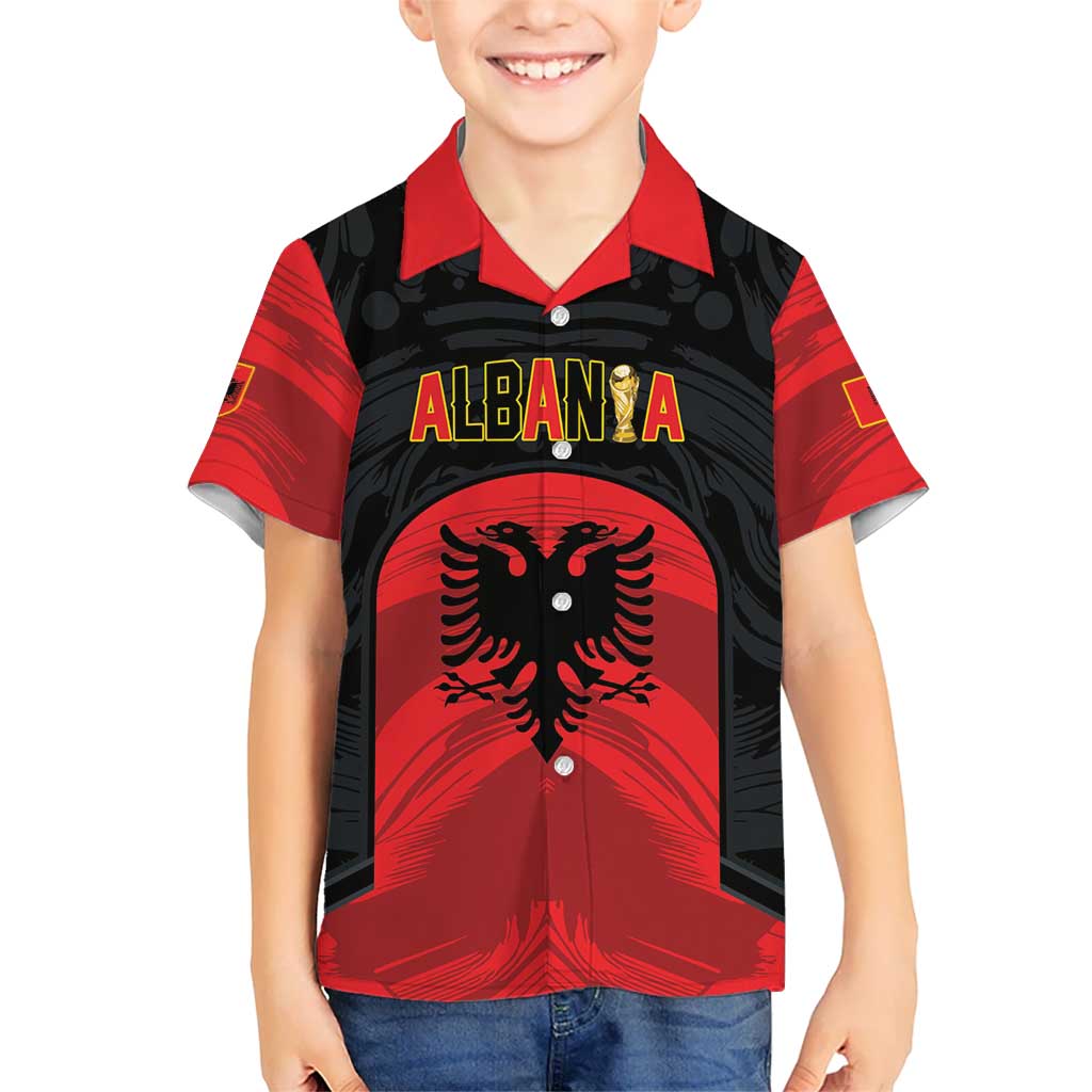Custom Football 2026 Albania Black Kid Hawaiian Shirt Kuqezinjte Come On