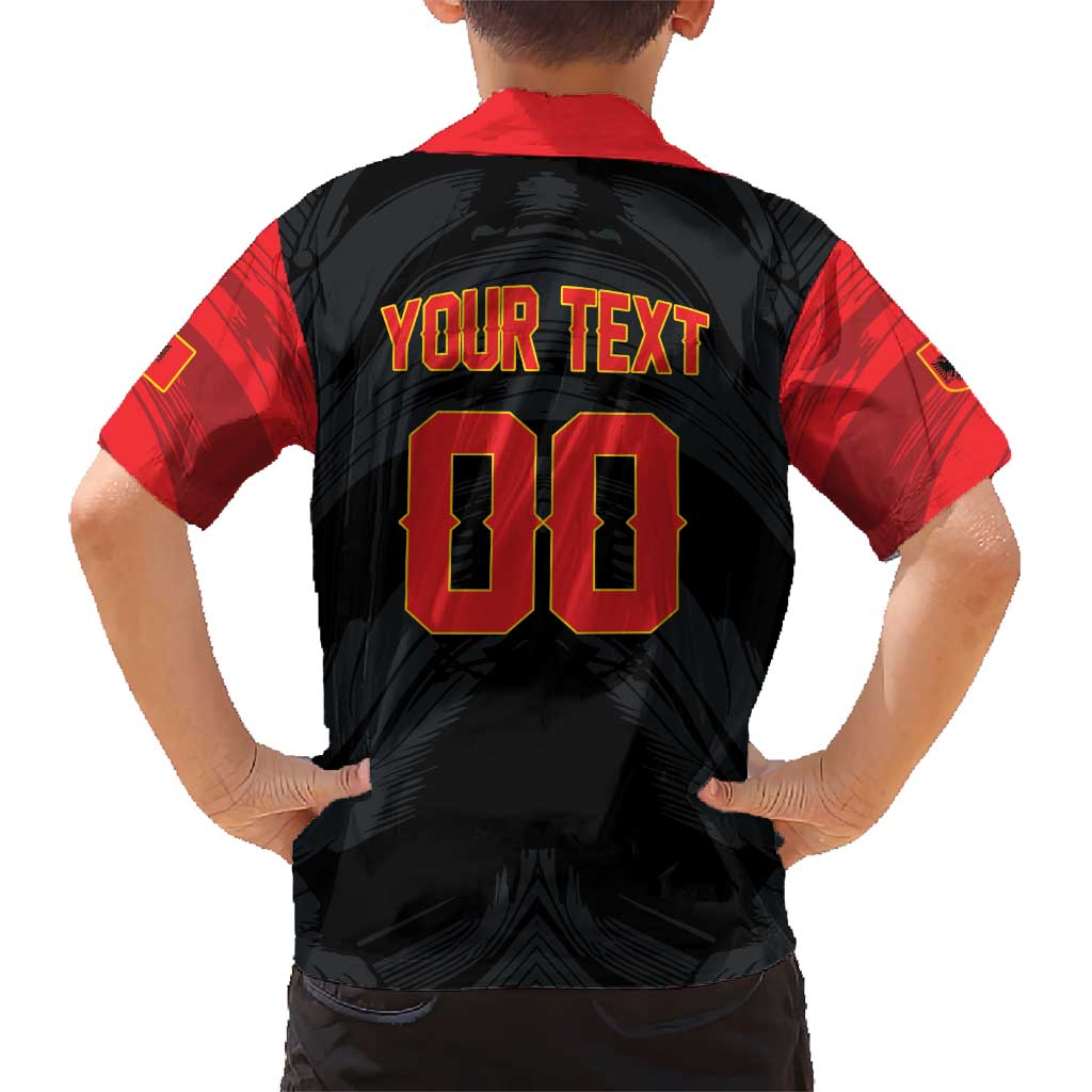 Custom Football 2026 Albania Black Kid Hawaiian Shirt Kuqezinjte Come On