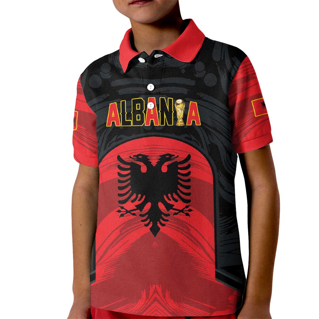 Custom Football 2026 Albania Black Kid Polo Shirt Kuqezinjte Come On