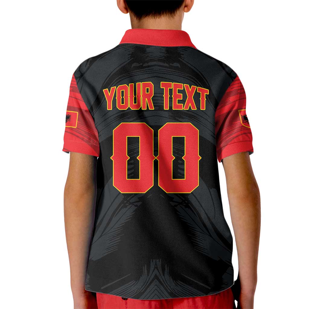 Custom Football 2026 Albania Black Kid Polo Shirt Kuqezinjte Come On