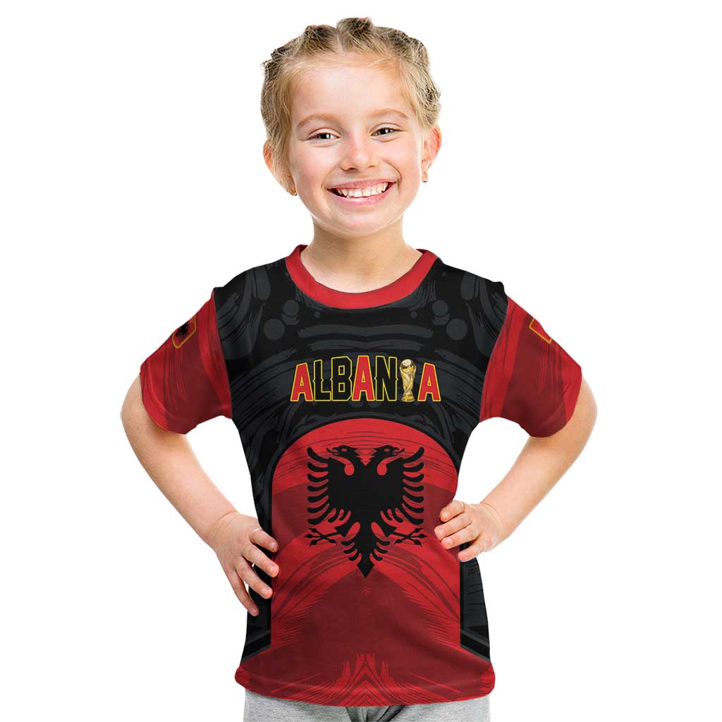 Custom Football 2026 Albania Black Kid T Shirt Kuqezinjte Come On
