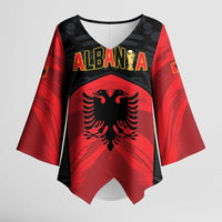 Custom Football 2026 Albania Black Kimono Sleeve Blouse Kuqezinjte Come On