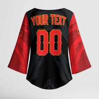 Custom Football 2026 Albania Black Kimono Sleeve Blouse Kuqezinjte Come On