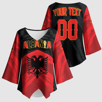 Custom Football 2026 Albania Black Kimono Sleeve Blouse Kuqezinjte Come On