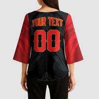 Custom Football 2026 Albania Black Kimono Sleeve Blouse Kuqezinjte Come On