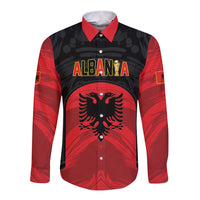 Custom Football 2026 Albania Black Long Sleeve Button Shirt Kuqezinjte Come On