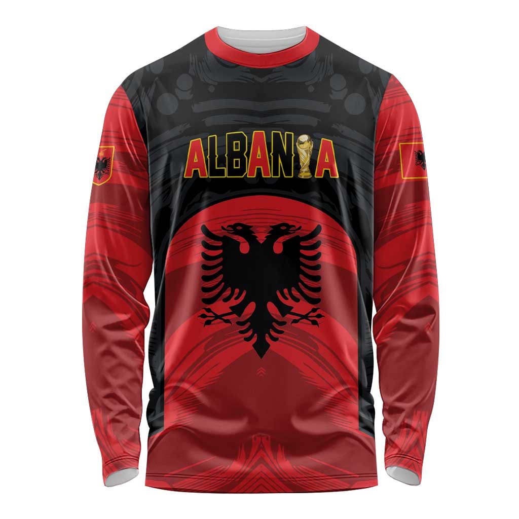 Custom Football 2026 Albania Black Long Sleeve Shirt Kuqezinjte Come On