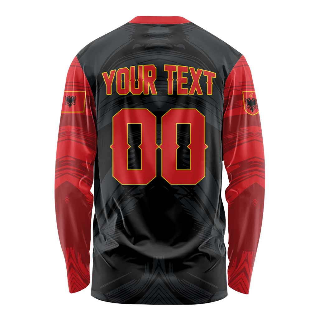 Custom Football 2026 Albania Black Long Sleeve Shirt Kuqezinjte Come On