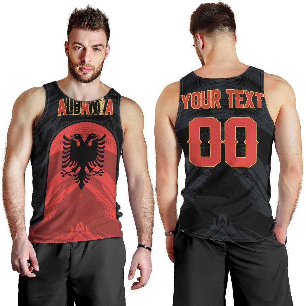 Custom Football 2026 Albania Black Men Tank Top Kuqezinjte Come On