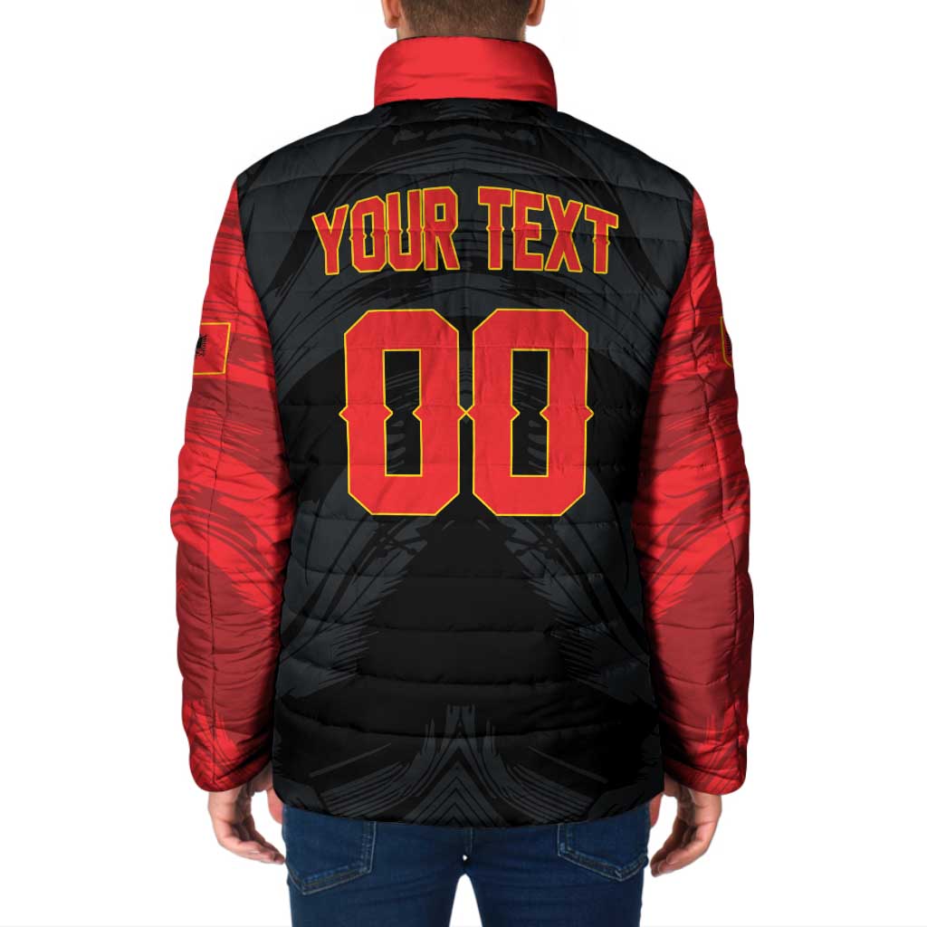 Custom Football 2026 Albania Black Padded Jacket Kuqezinjte Come On
