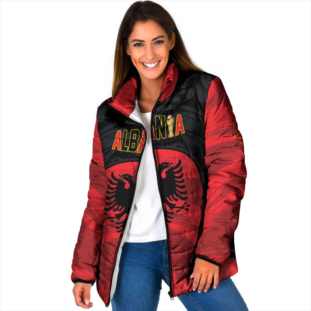 Custom Football 2026 Albania Black Padded Jacket Kuqezinjte Come On