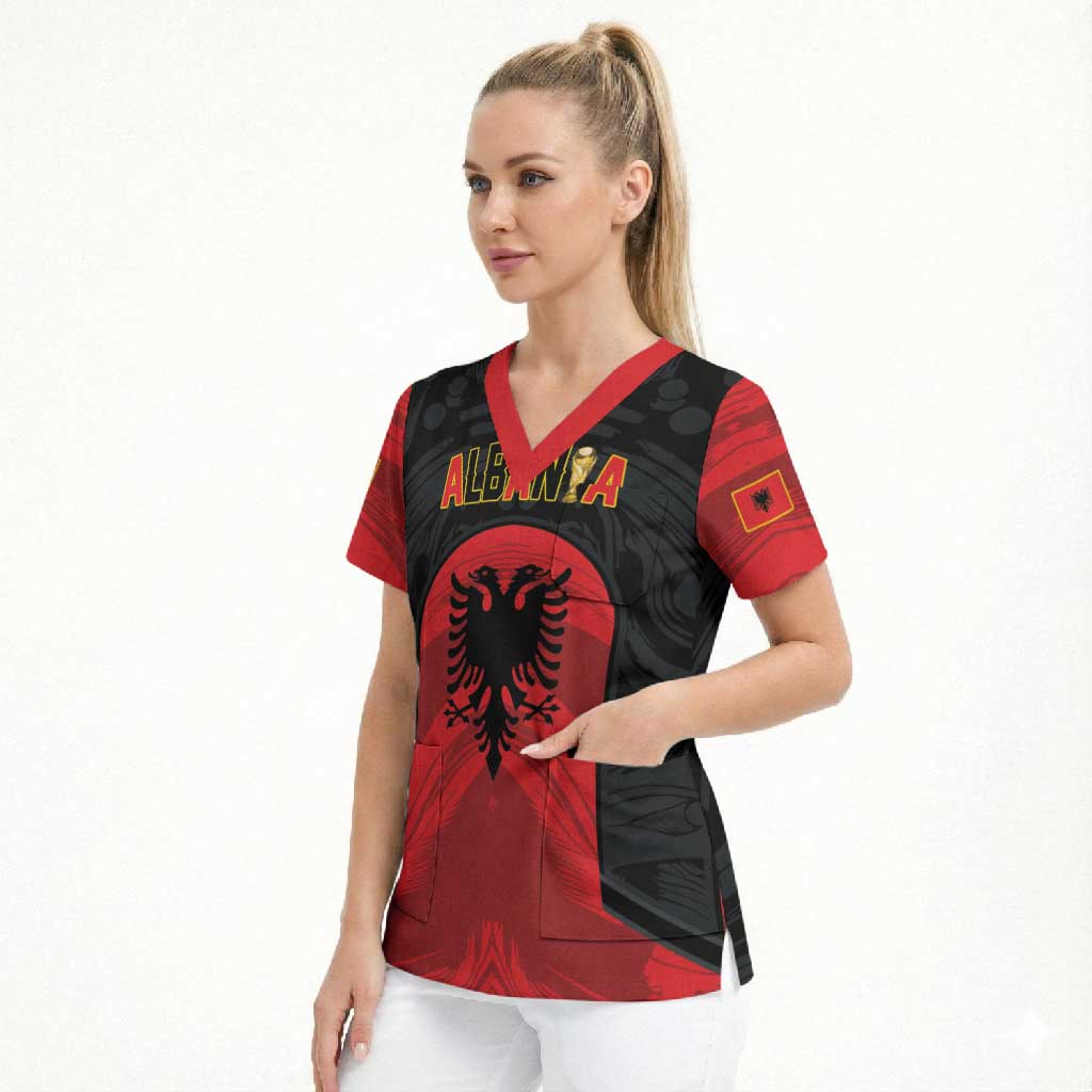 Custom Football 2026 Albania Black Scrub Top Kuqezinjte Come On