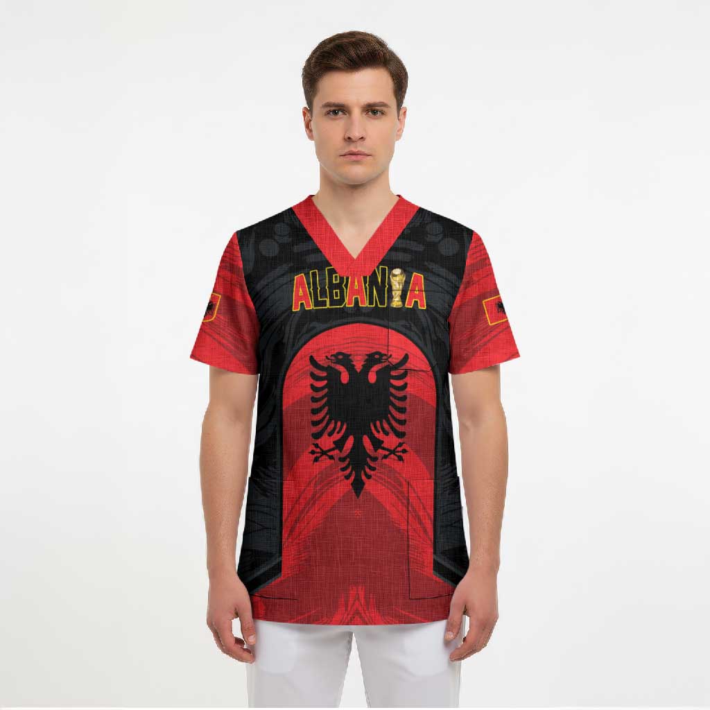 Custom Football 2026 Albania Black Scrub Top Kuqezinjte Come On