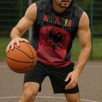 Custom Football 2026 Albania Black Sleeveless Hoodie Kuqezinjte Come On