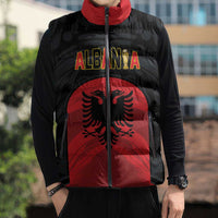 Custom Football 2026 Albania Black Sleeveless Puffer Jacket Kuqezinjte Come On