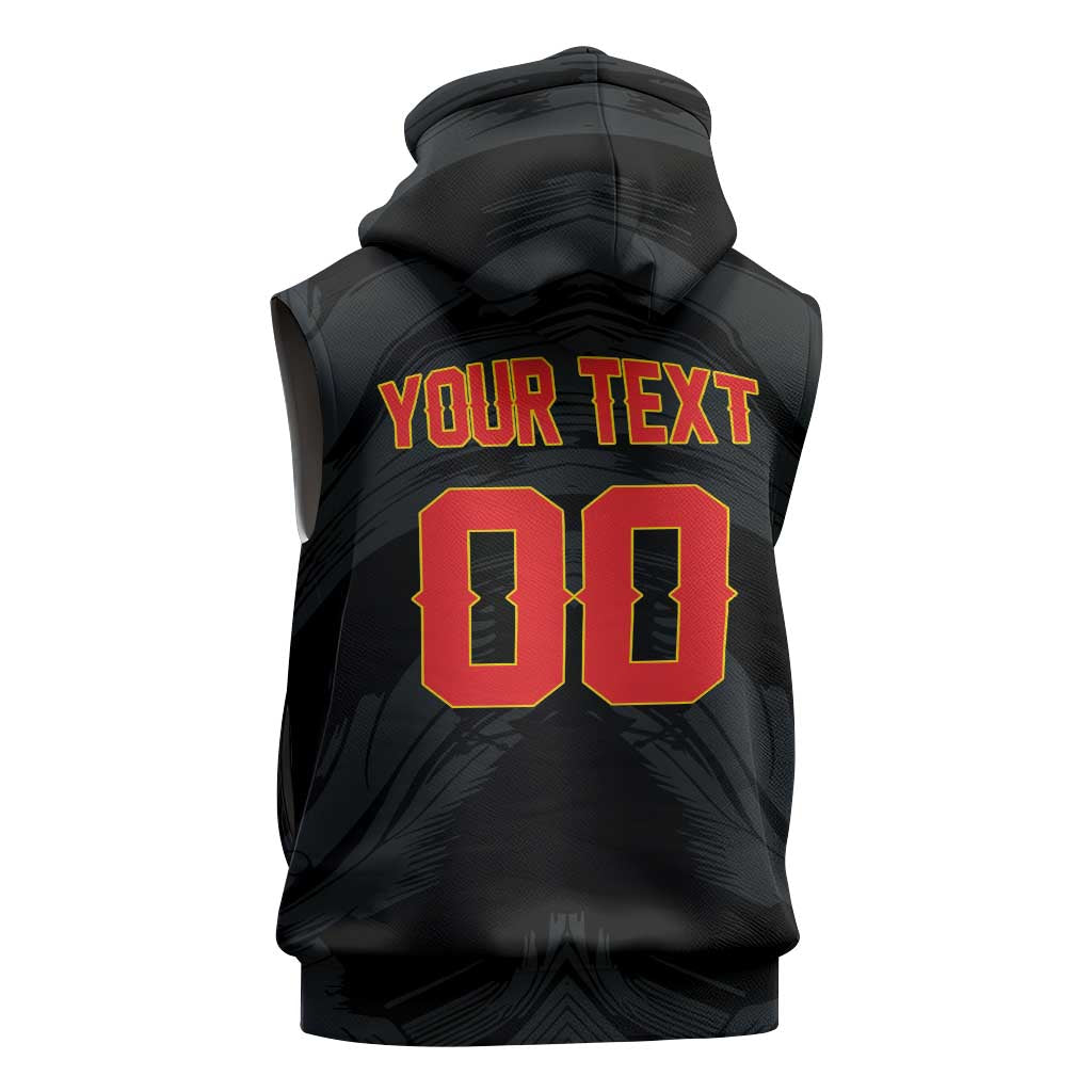Custom Football 2026 Albania Black Sleeveless Zip Hoodie Kuqezinjte Come On