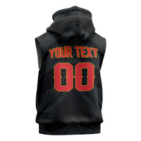 Custom Football 2026 Albania Black Sleeveless Zip Hoodie Kuqezinjte Come On