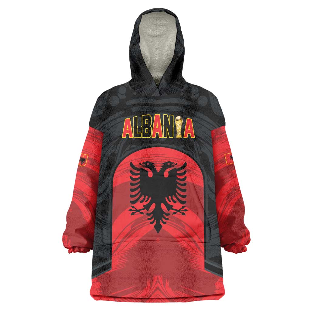 Custom Football 2026 Albania Black Wearable Blanket Hoodie Kuqezinjte Come On