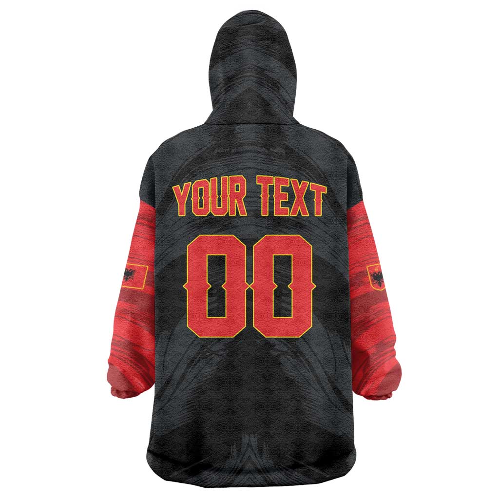 Custom Football 2026 Albania Black Wearable Blanket Hoodie Kuqezinjte Come On