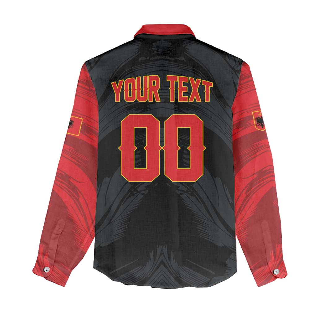 Custom Football 2026 Albania Black Women Casual Shirt Kuqezinjte Come On