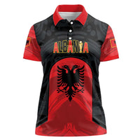 Custom Football 2026 Albania Black Women Polo Shirt Kuqezinjte Come On
