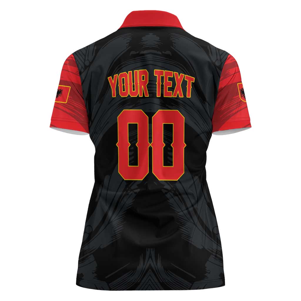 Custom Football 2026 Albania Black Women Polo Shirt Kuqezinjte Come On