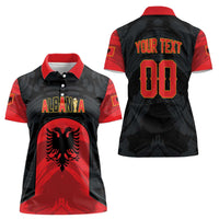 Custom Football 2026 Albania Black Women Polo Shirt Kuqezinjte Come On