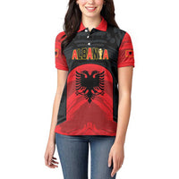 Custom Football 2026 Albania Black Women Polo Shirt Kuqezinjte Come On