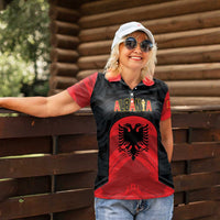 Custom Football 2026 Albania Black Women Polo Shirt Kuqezinjte Come On