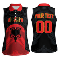 Custom Football 2026 Albania Black Women Sleeveless Polo Shirt Kuqezinjte Come On