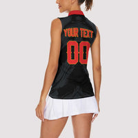 Custom Football 2026 Albania Black Women Sleeveless Polo Shirt Kuqezinjte Come On