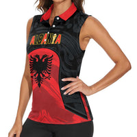 Custom Football 2026 Albania Black Women Sleeveless Polo Shirt Kuqezinjte Come On