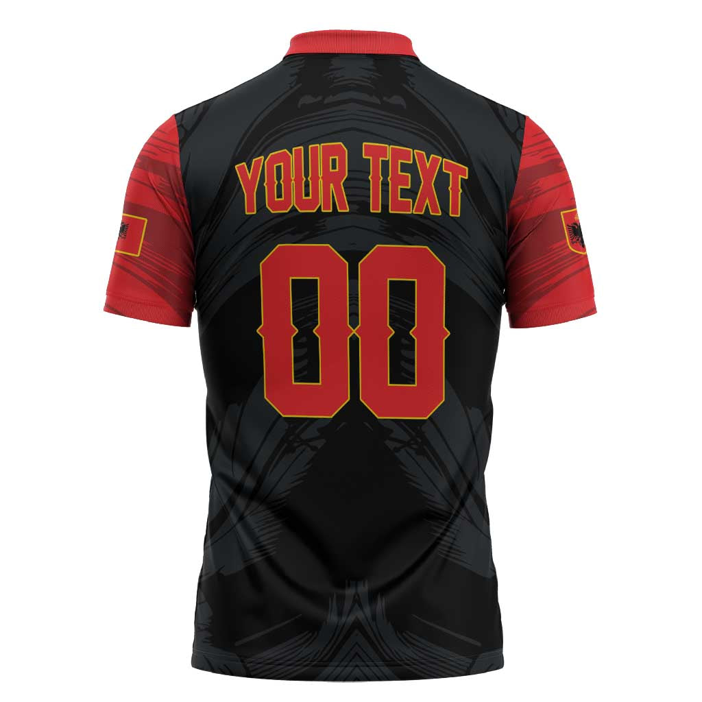 Custom Football 2026 Albania Black Zipper Polo Shirt Kuqezinjte Come On